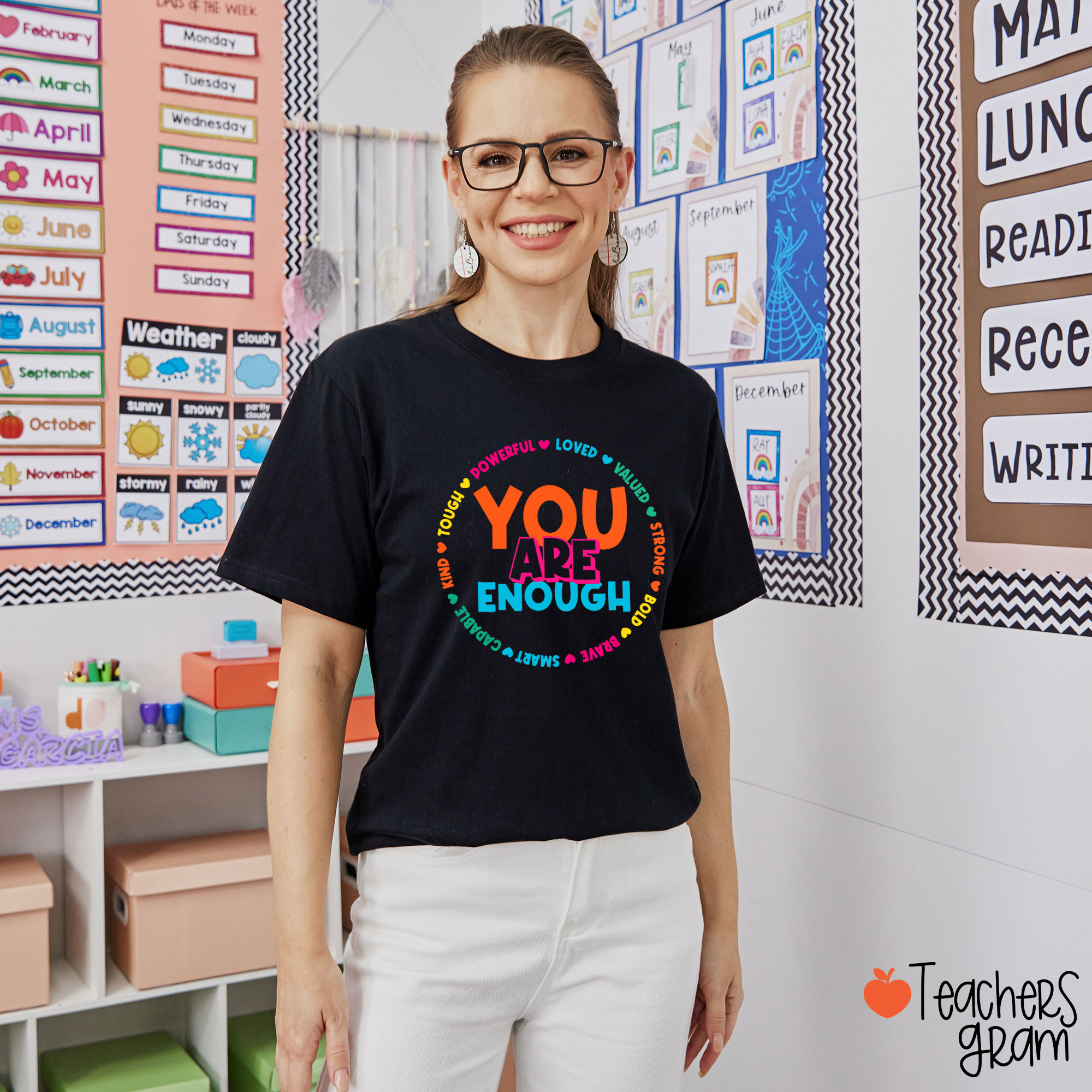 You Are Enough Loved Valued Teacher T-Shirt