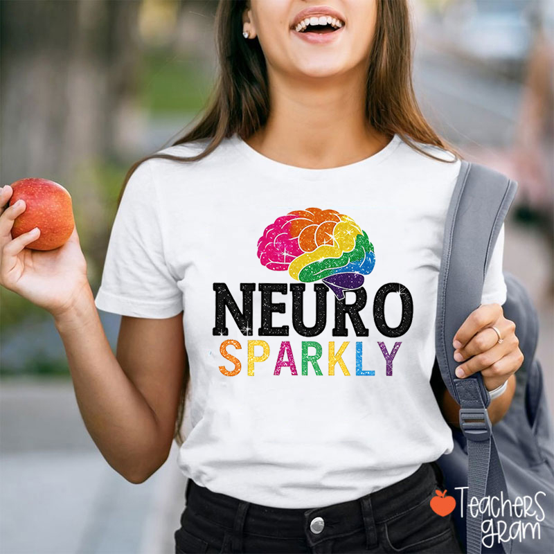 Neuro Sparkly Colorful Brain Teacher T-Shirt