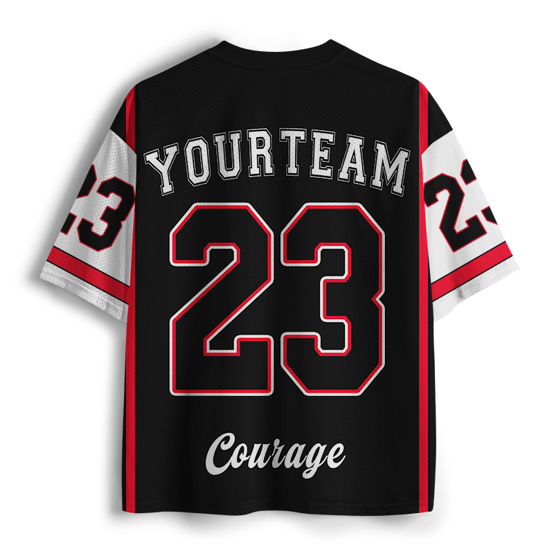 Personalized Name And Number Black And White Splicing Teacher Mesh Jersey