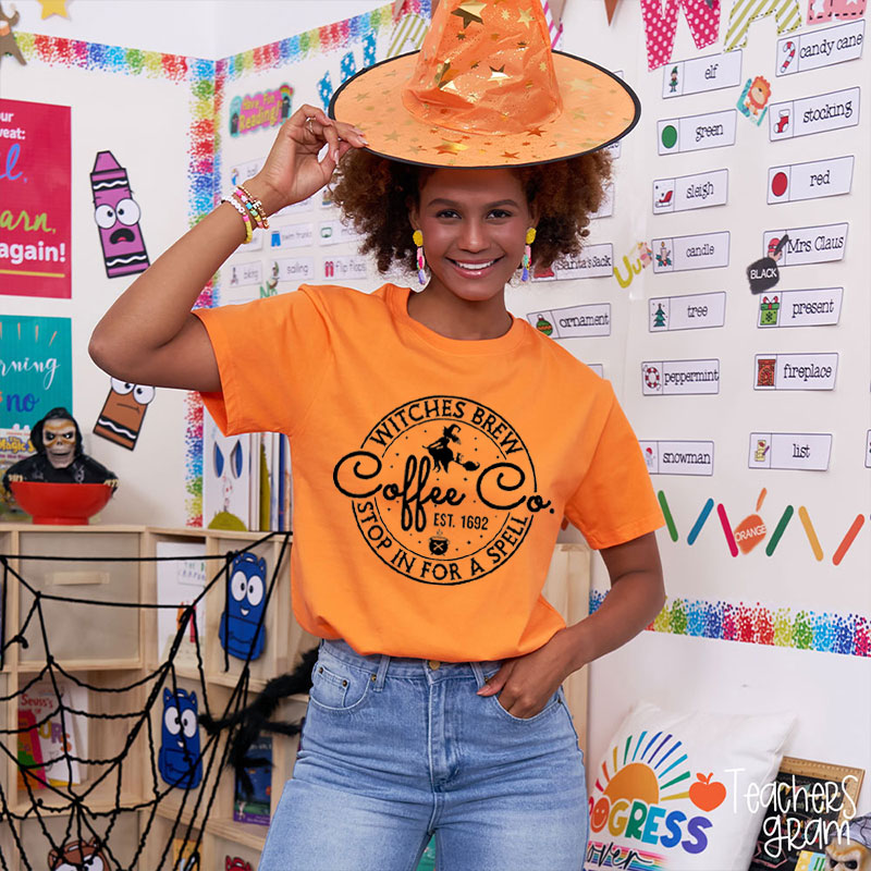 Witches Brew Stop In For A Spell Teacher T-Shirt