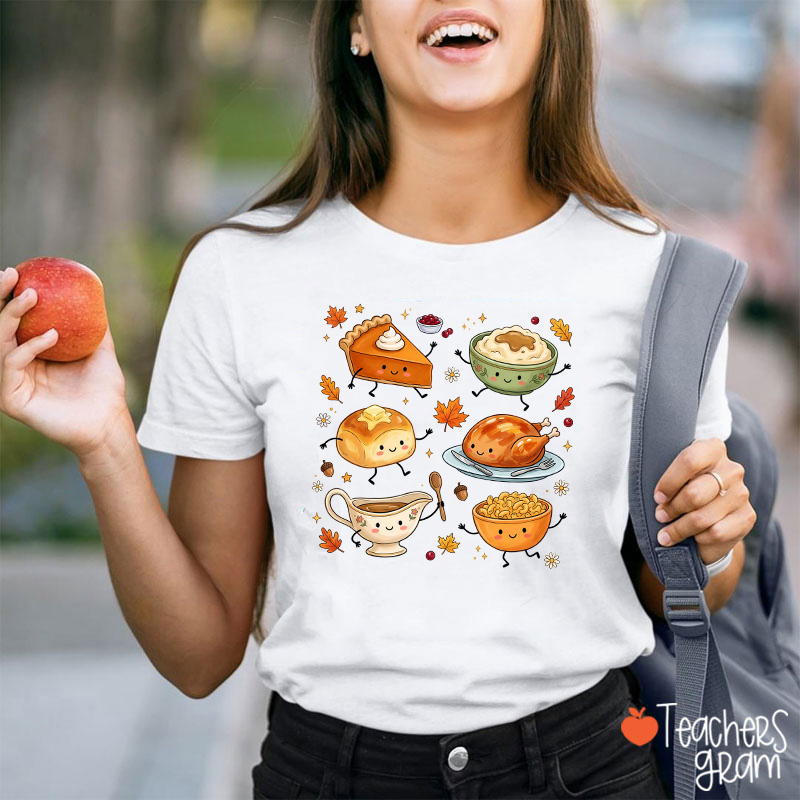 Thanksgiving Dinner Doodles Teacher T-Shirt