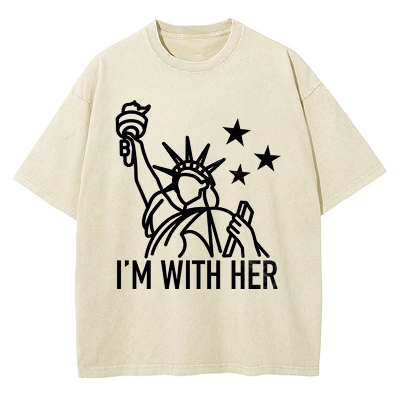 I'm With Her Teacher Washed T-Shirt