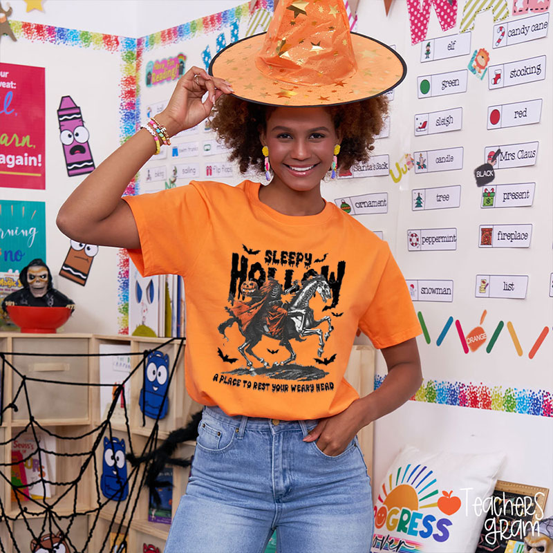 Sleepy Hollow A Place To Rest Your Weary Head Teacher T-Shirt