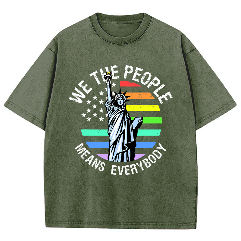 We The People Means Everybody Teacher Washed T-Shirt