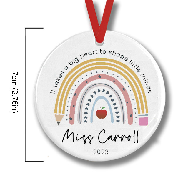 Personalized It Takes A Big Heart To Shape Little Minds Teacher Ceramic Christmas Ornament