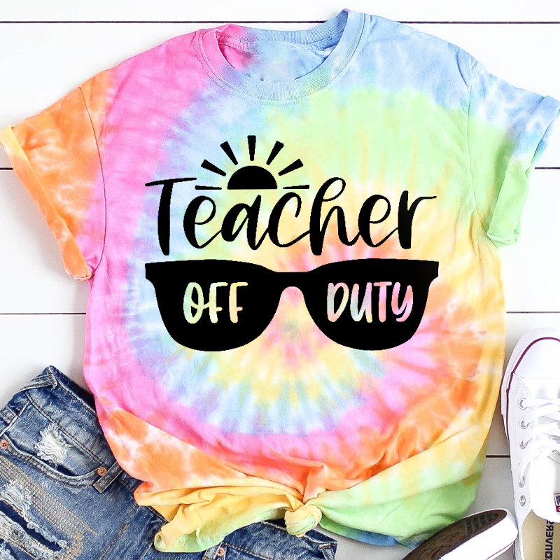 Sunshine Teacher Off Duty Teacher Tie-dye T-Shirt