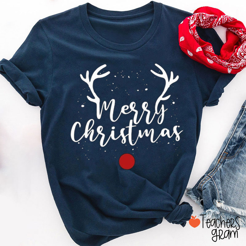 Merry Christmas Deer Teacher T-Shirt