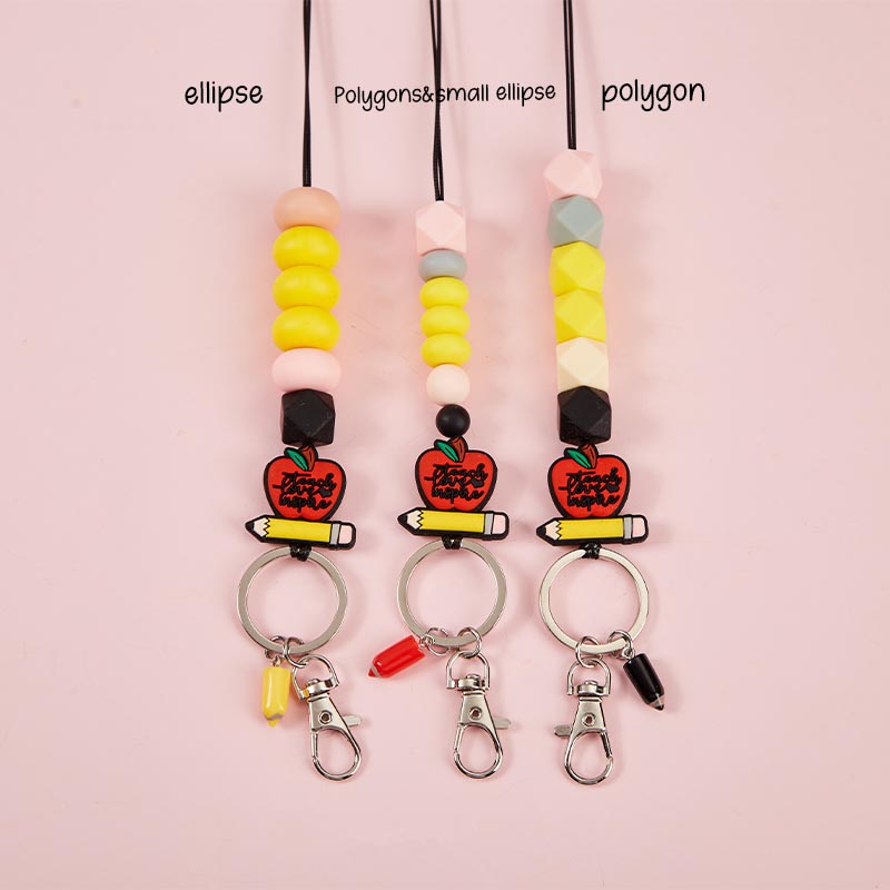 Teach Love Inspire Pencils Beaded Tassel Lanyard