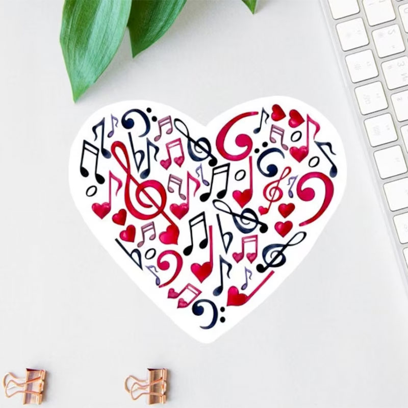 Musical Note Heart Stickers