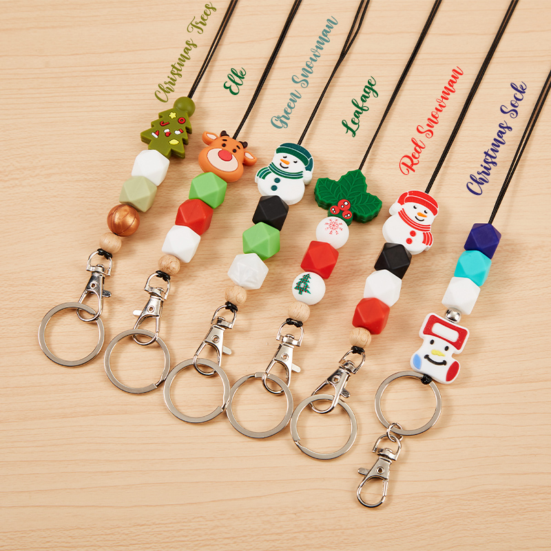 Merry Christmas Beaded Tassel Lanyard