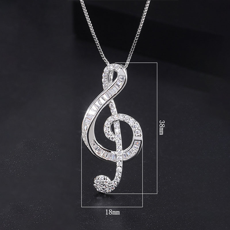 Musical Note Design Pendant Zircon Teacher Necklace