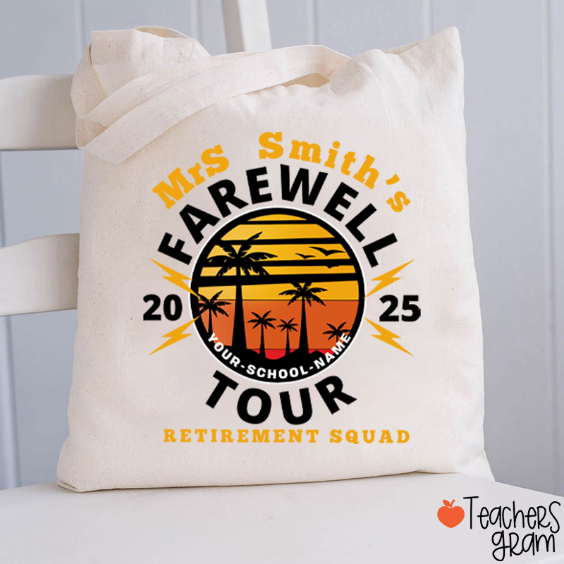 Personalized Teacher's Farewell Tour Retirement Squad Teacher Tote Bag