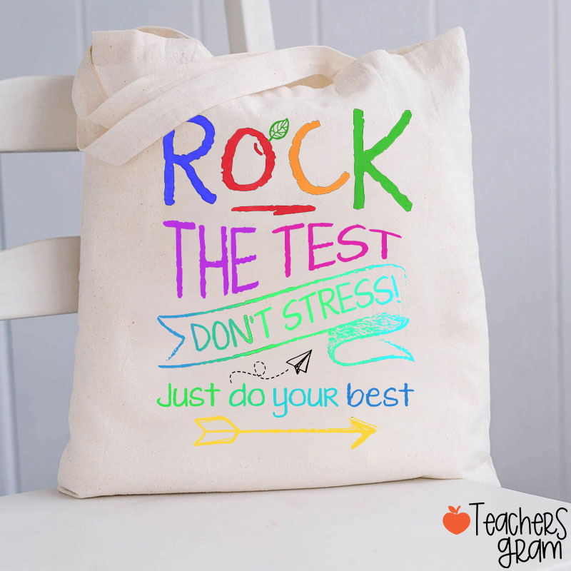 Funny Testing Teacher Rock The Test Teacher Tote Bag