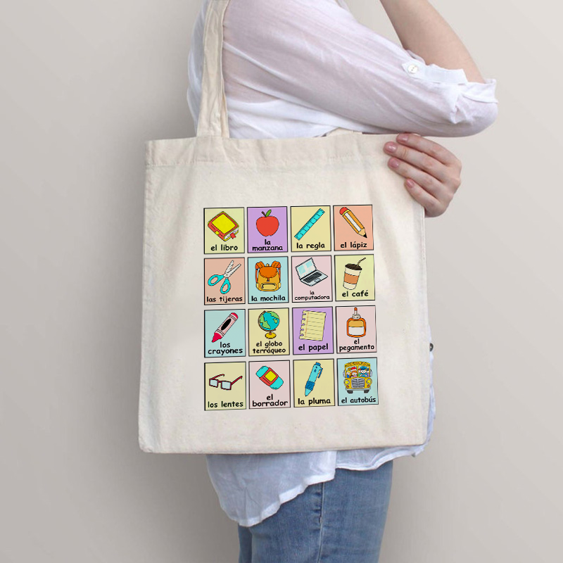 Spanish Picture Correspondence List Teacher Tote Bag
