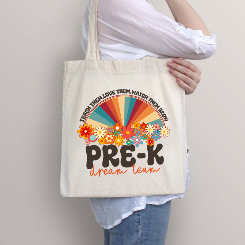 Personalized Teach Love Watch Them Grow Teacher Tote Bag