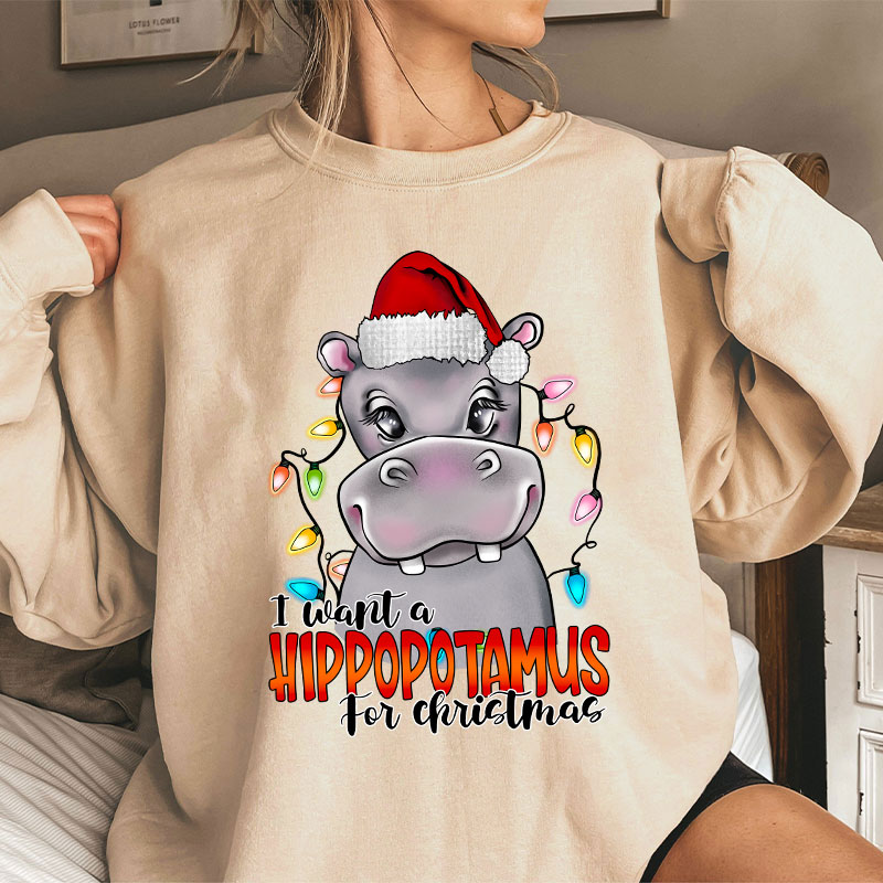 I Want A Hippopotamus For Christmas Teacher Sweatshirt