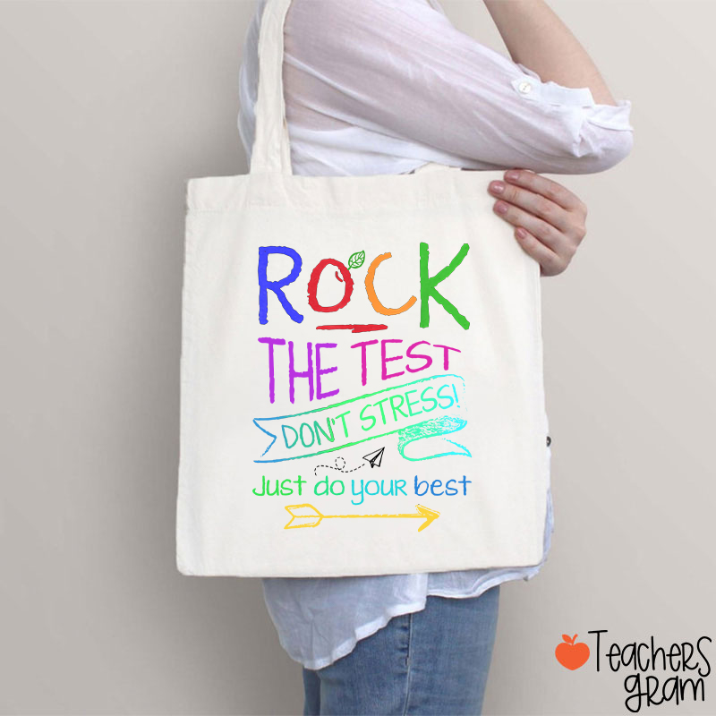 Funny Testing Teacher Rock The Test Teacher Tote Bag