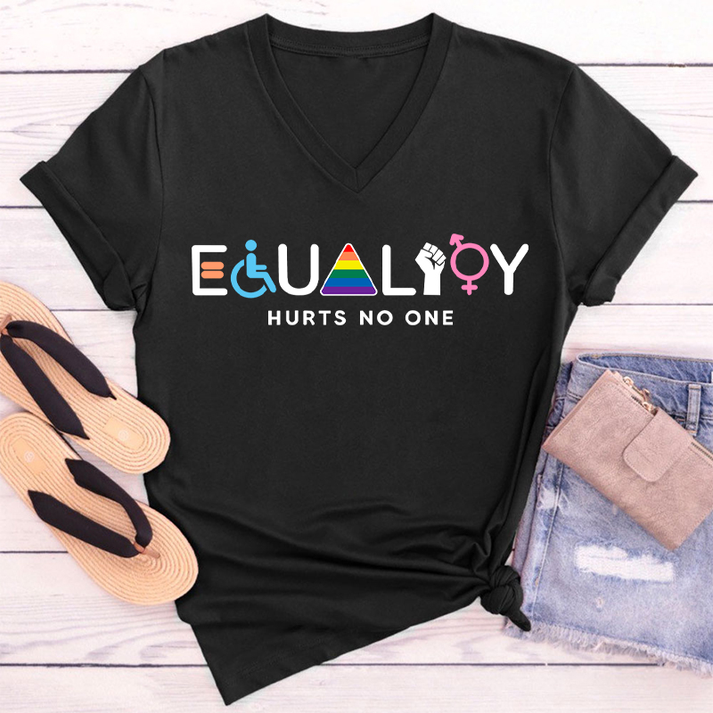 Equality Hurts No One Teacher Female V-Neck T-Shirt