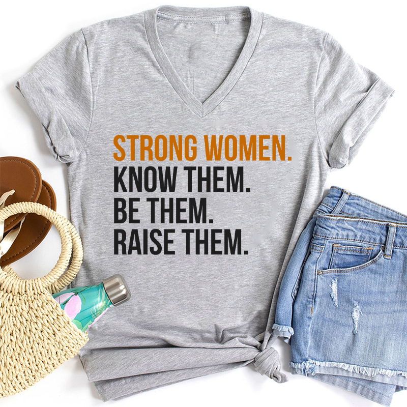 Strong Women Teacher Female V-Neck T-Shirt