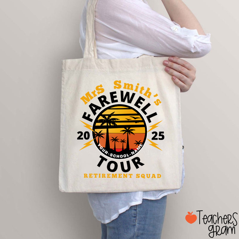 Personalized Teacher's Farewell Tour Retirement Squad Teacher Tote Bag