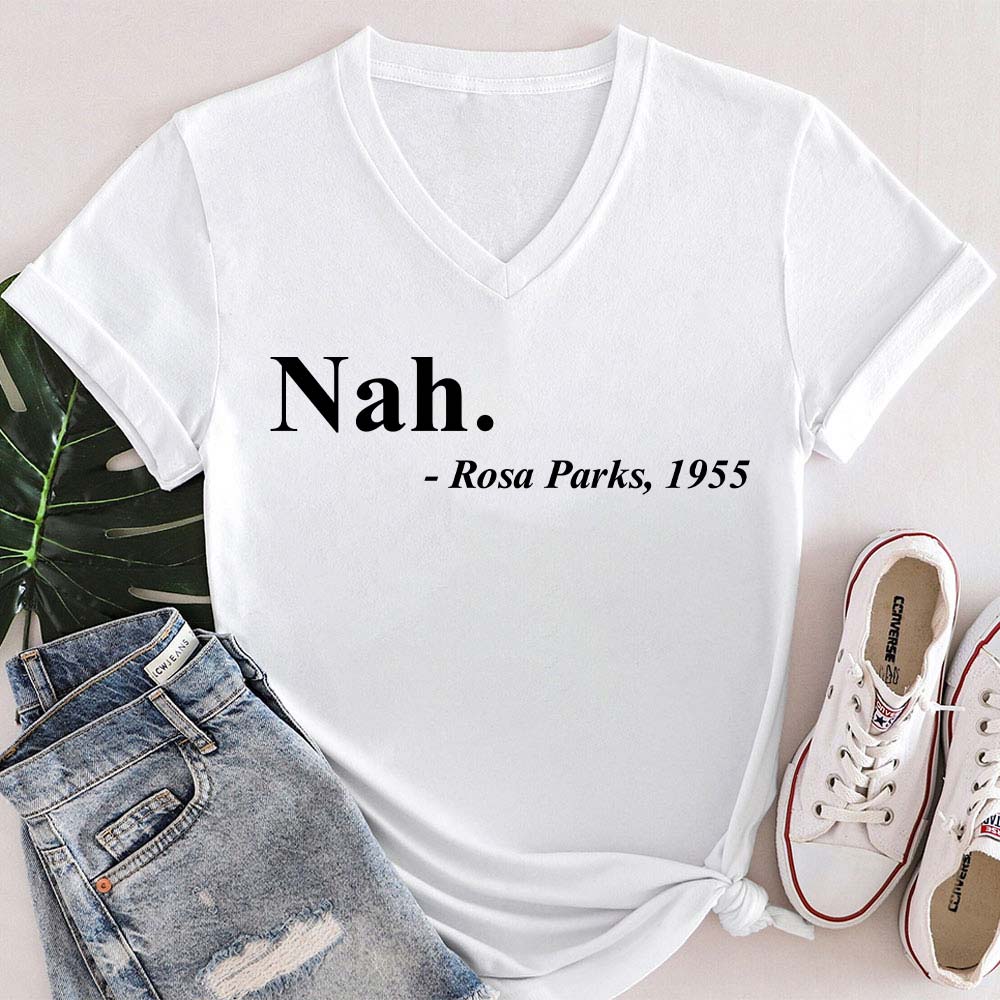 Nah Black History Teacher Female V-Neck T-Shirt