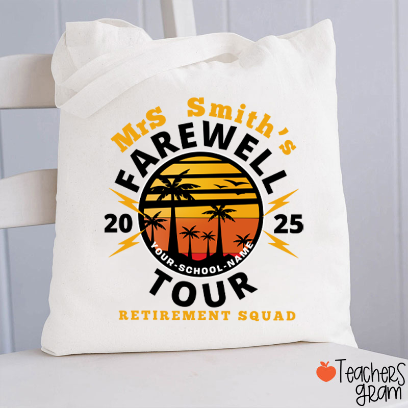 Personalized Teacher's Farewell Tour Retirement Squad Teacher Tote Bag