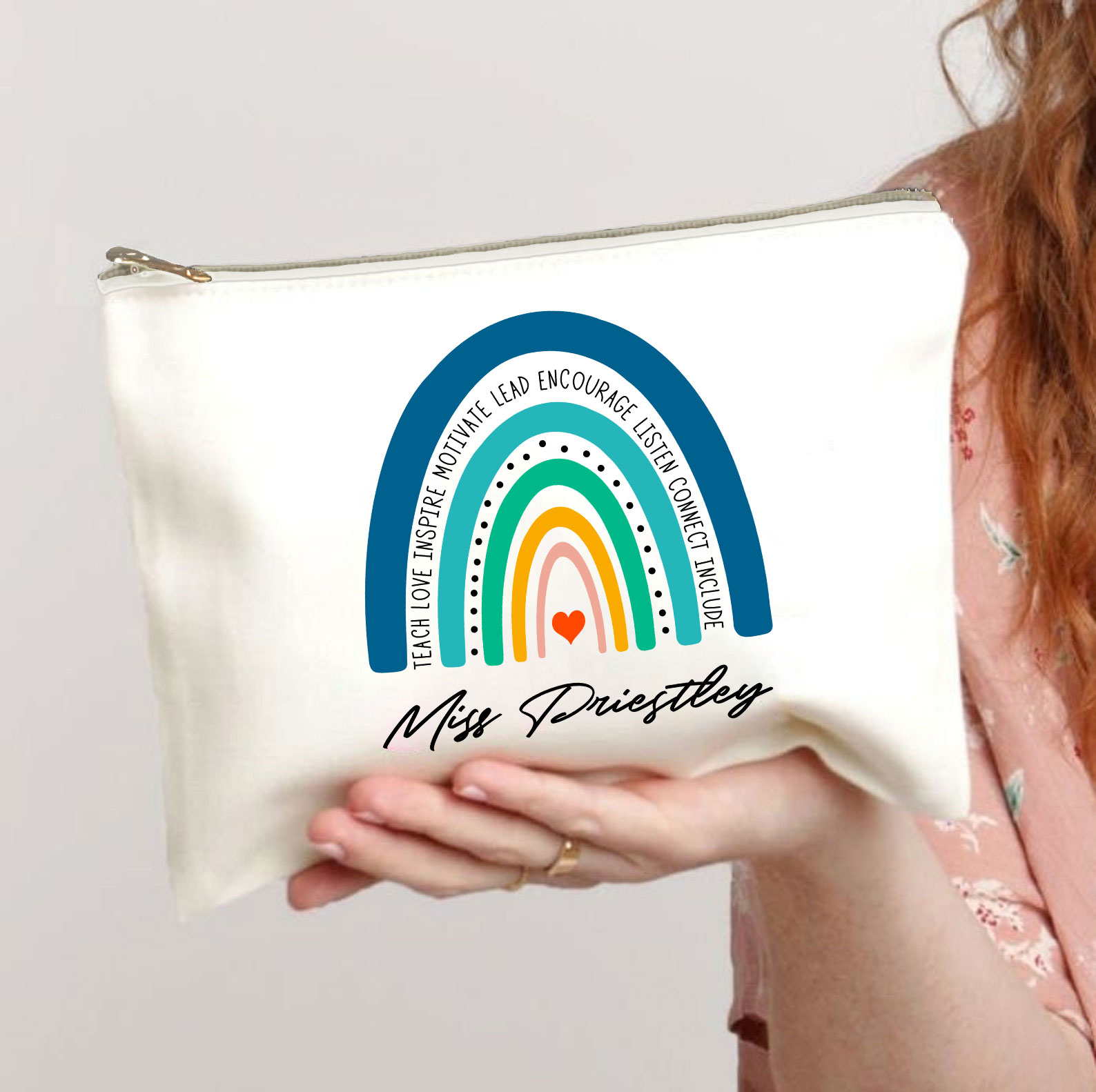 Personalized Teach Love Inspire Motivate Teacher Makeup Bag