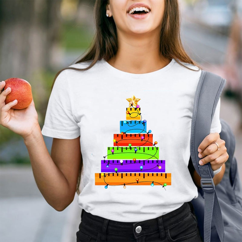 Ruler Christmas Tree Teacher T-Shirt