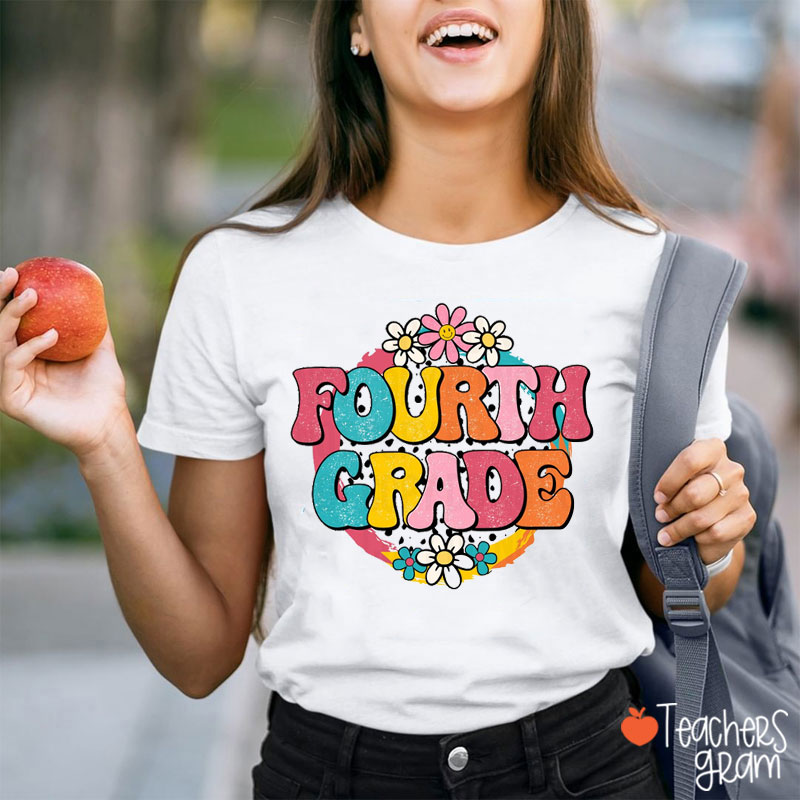 Personalized Colorful Grade Level Teacher T-Shirt