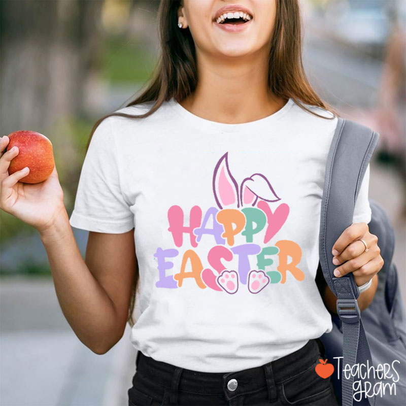Happy Easter Cute Bunny Teacher T-Shirt