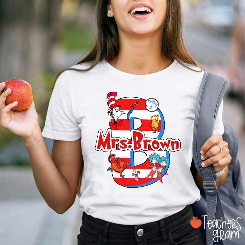 Personalized Children's Book Letter Name Teacher T-Shirt