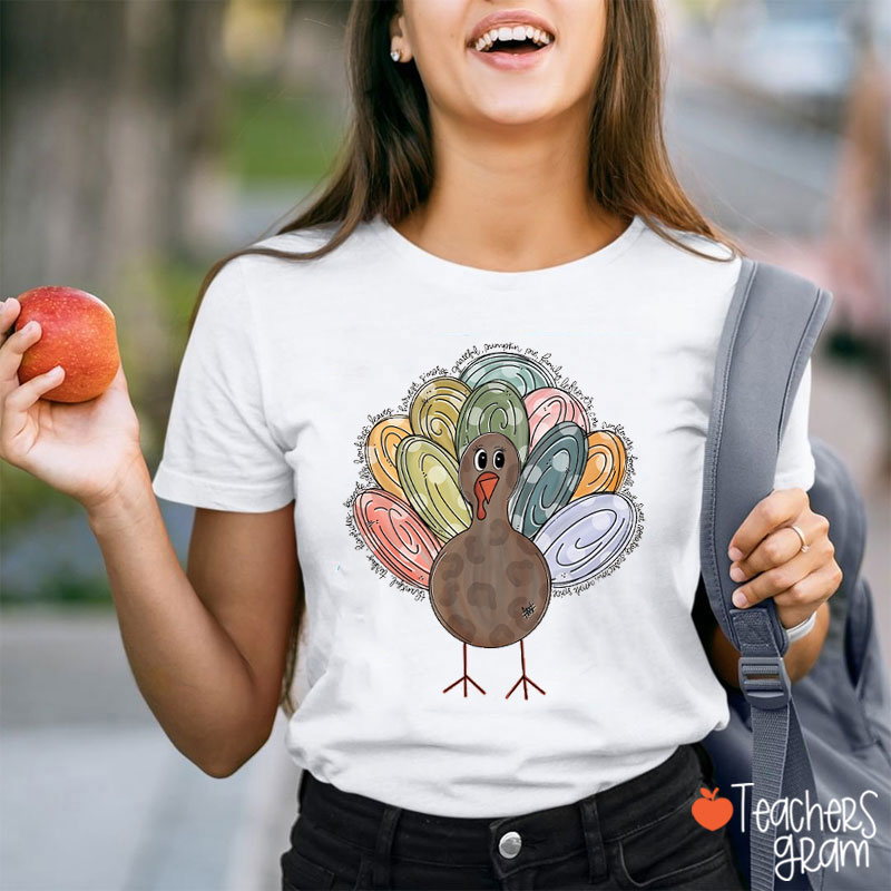 Cute Turkey Fall Thanksgiving Teacher T-Shirt