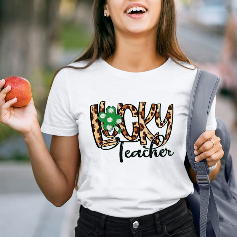 Leopard Lucky Teacher T-Shirt