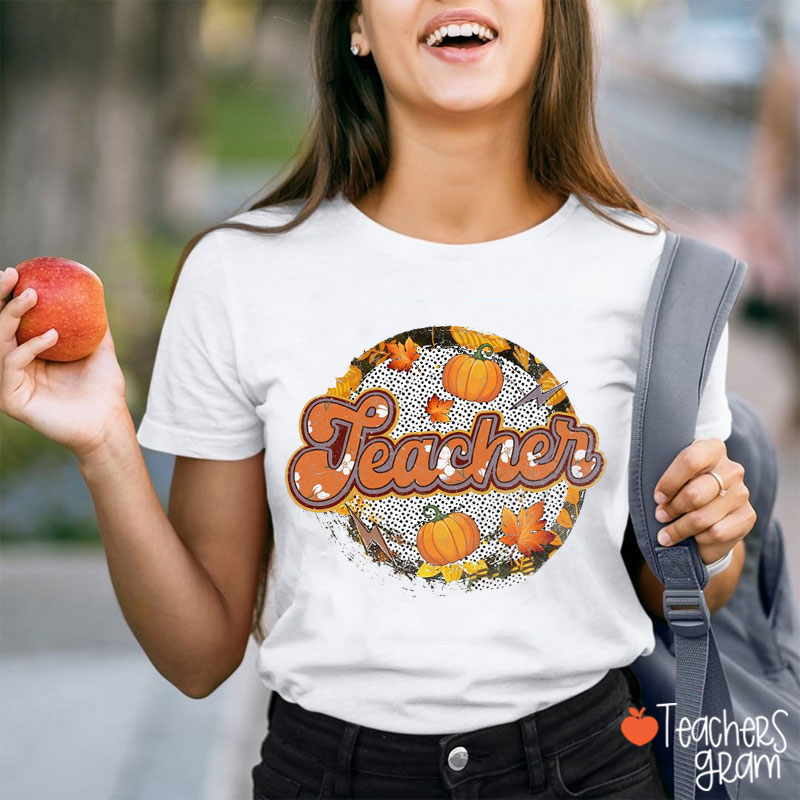 Hello Fall Dalmatian Dots Teacher T-Shirt