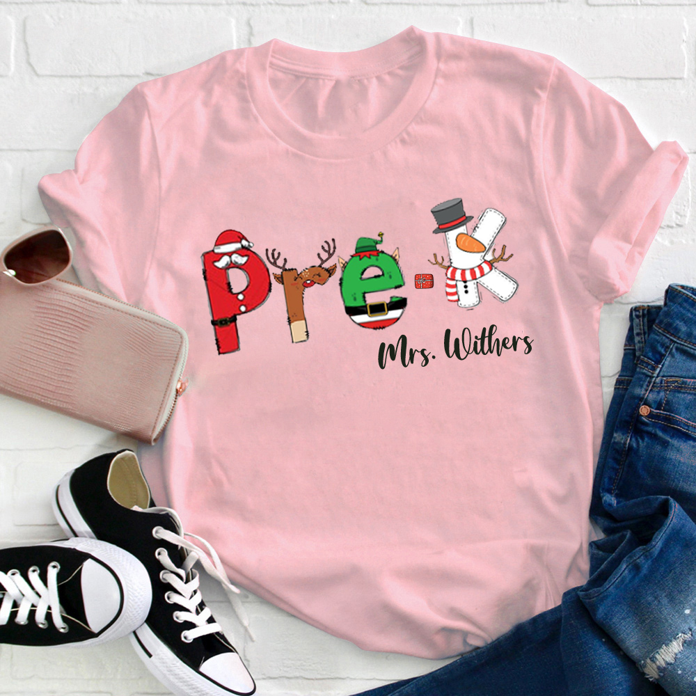 Personalized Merry Teacher Name T-Shirt