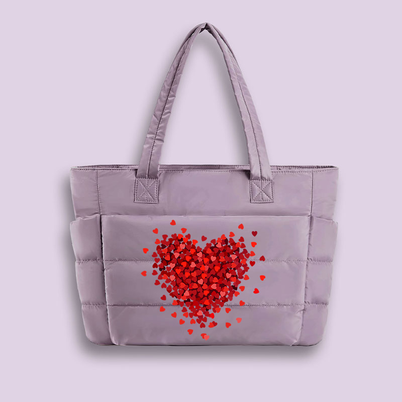 Let Love Fill Your Heart Teacher Puffy Tote Bag