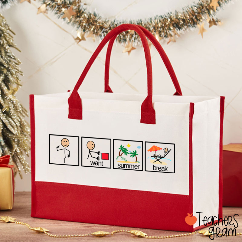 I Want Summer Break Teacher Cotton Tote Bag