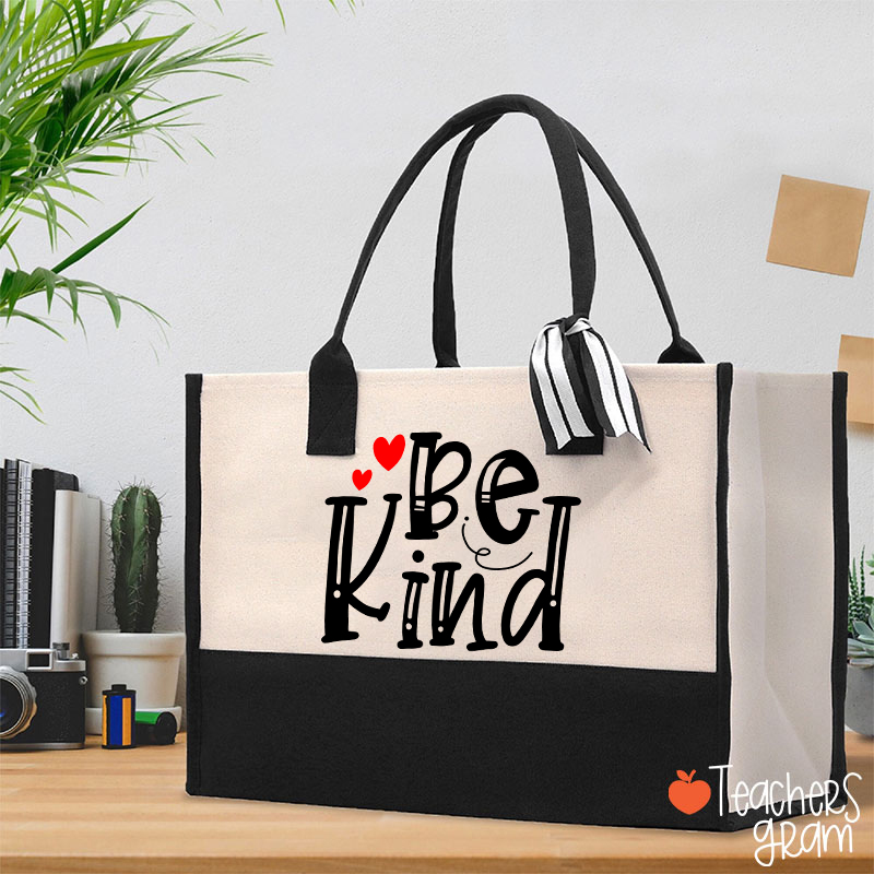 Be Kind Red Heart Teacher Cotton Tote Bag