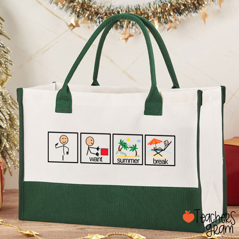 I Want Summer Break Teacher Cotton Tote Bag