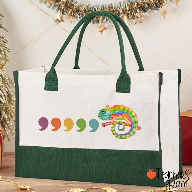 Comma Comma Chameleon Teacher Cotton Tote Bag