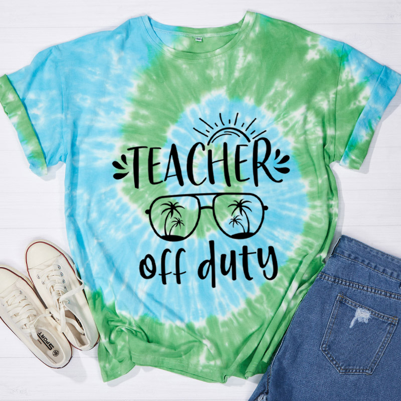 Summer Sun Teacher Off Duty Teacher Tie-dye T-Shirt