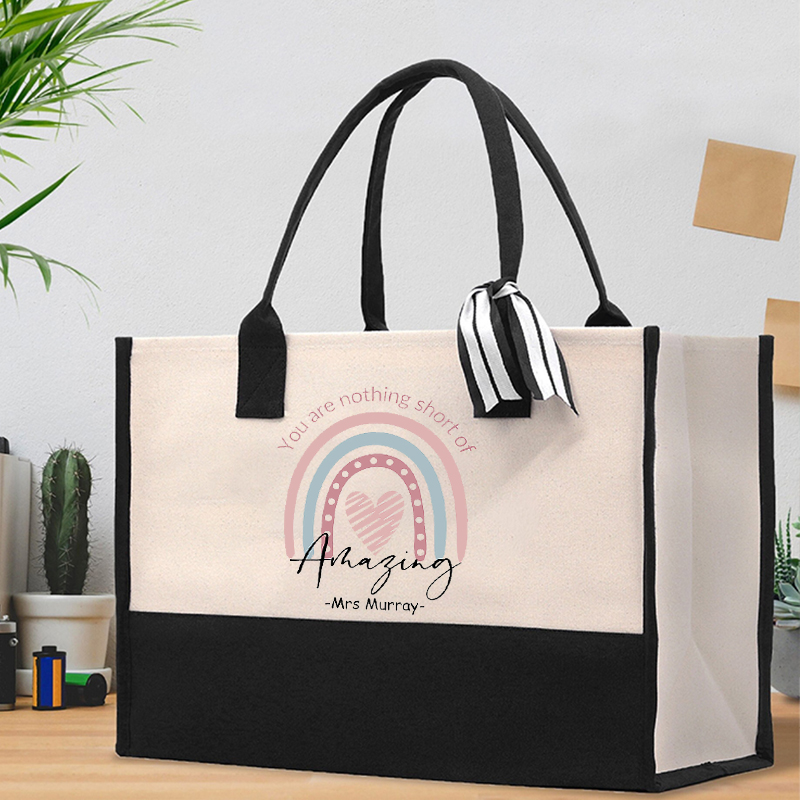 Personalized You Are Nothing Short Of Amazing Teacher Cotton Tote Bag