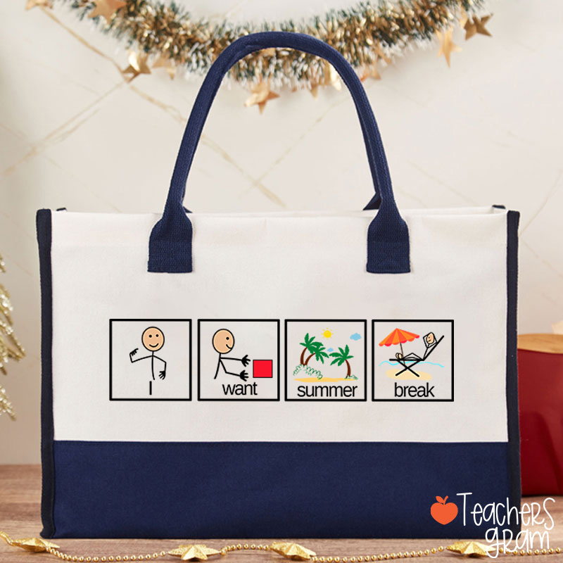 I Want Summer Break Teacher Cotton Tote Bag