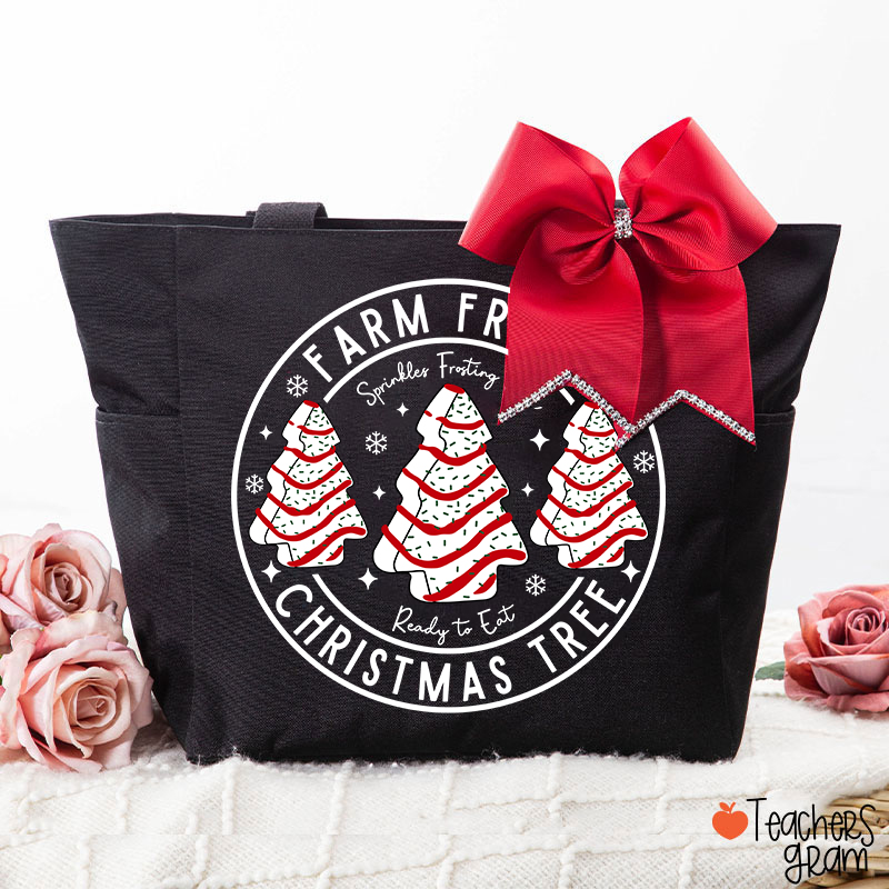 Farm Fresh Christmas Tree Teacher Large Tote Bag (free for the bowknot)