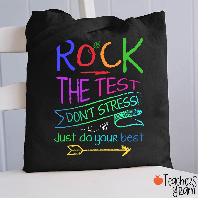 Funny Testing Teacher Rock The Test Teacher Tote Bag