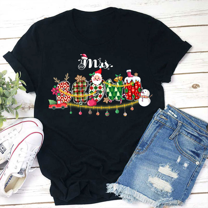 Personalized Name Merry Teacher T-Shirt