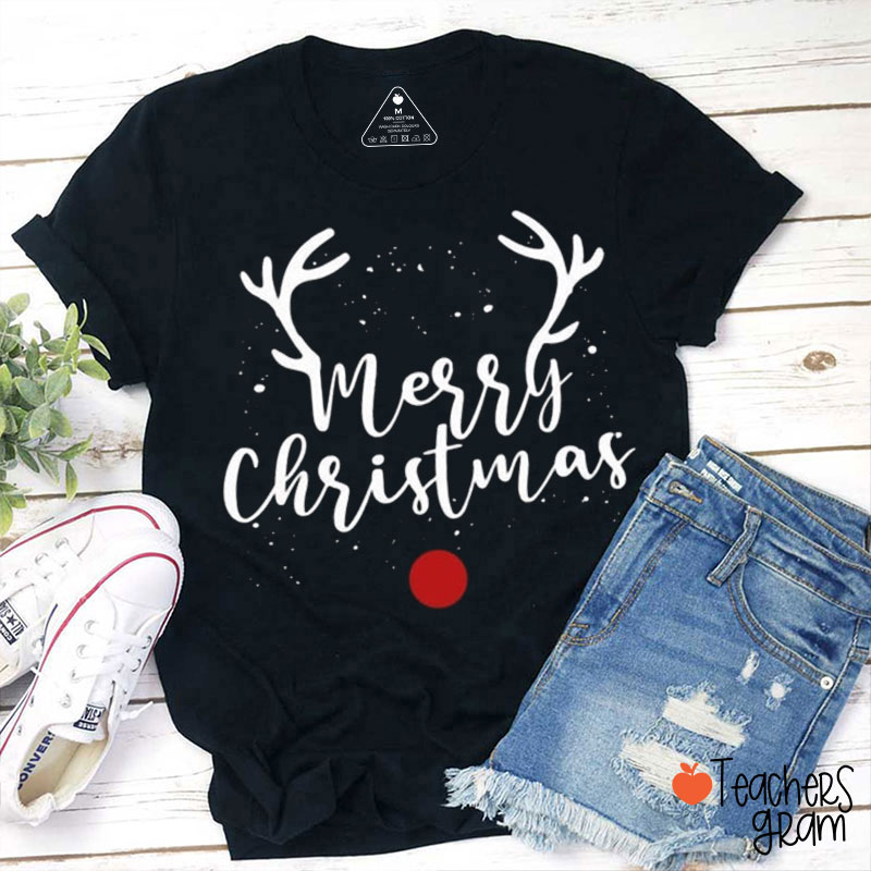 Merry Christmas Deer Teacher T-Shirt