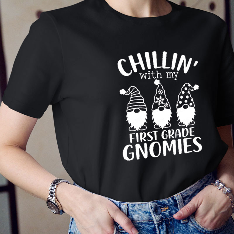 Personalized Chilling With My Gnomies Teacher T-Shirt