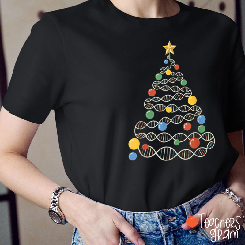 DNA Christmas Tree Teacher T-Shirt