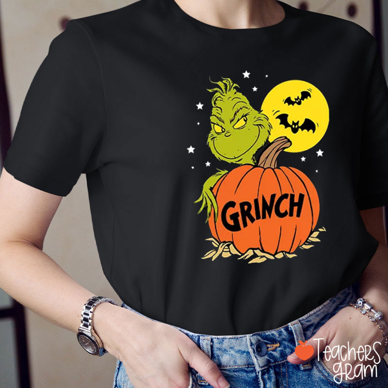 Green Monster And Pumpkin Teacher T-Shirt